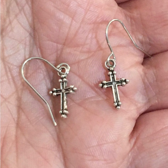 100 Pairs Wholesale Antique Silver￼ Cross Charm ￼￼Small Earrings. - Picture 3 of 12